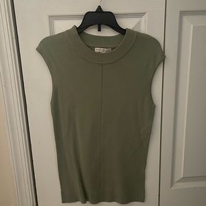 Eva Mendes New York and Company short sleeve sage color shirt